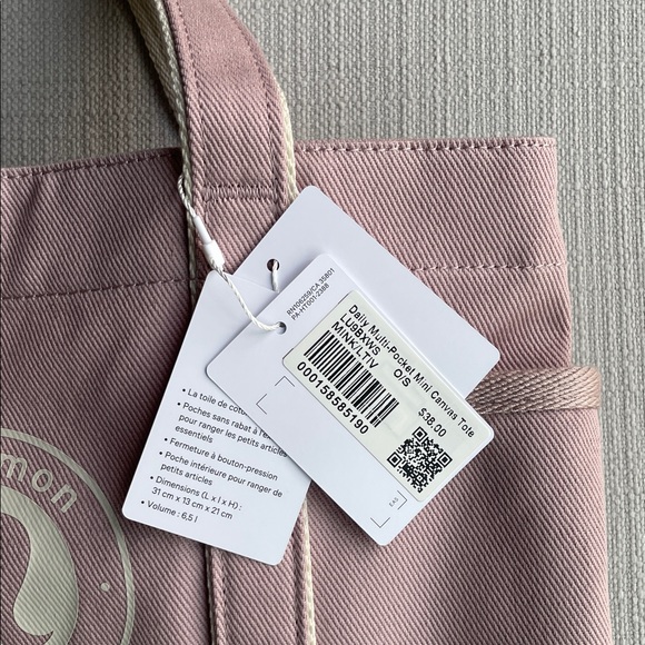 Lululemon Daily Multi-Pocket Mini Canvas Tote Bag 6.5L - mink berry light ivory - Picture 4 of 15
